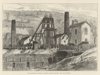 Die Llanerch-Kohlengrubenkatastrophe, Monmouthshire, der Grubenschacht
